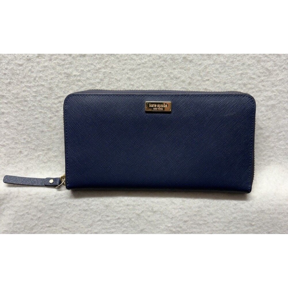 kate spade new york Blue Women's Zip-Around Wallet Zipper Logo Credit Card